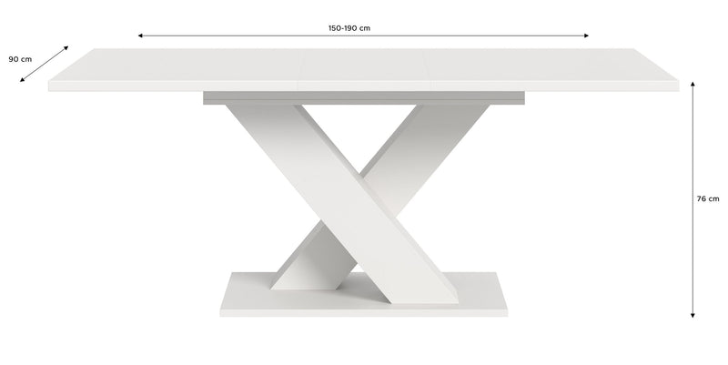 Esstisch ausziehbar Weiß X-Fußgestell 150-190 cm