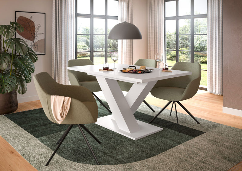 Esstisch ausziehbar Weiß X-Fußgestell 150-190 cm