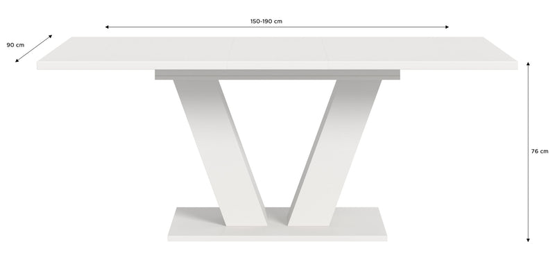 Esstisch Motion ausziehbar Weiß Nachbildung V-Fußgestell 150-190cm