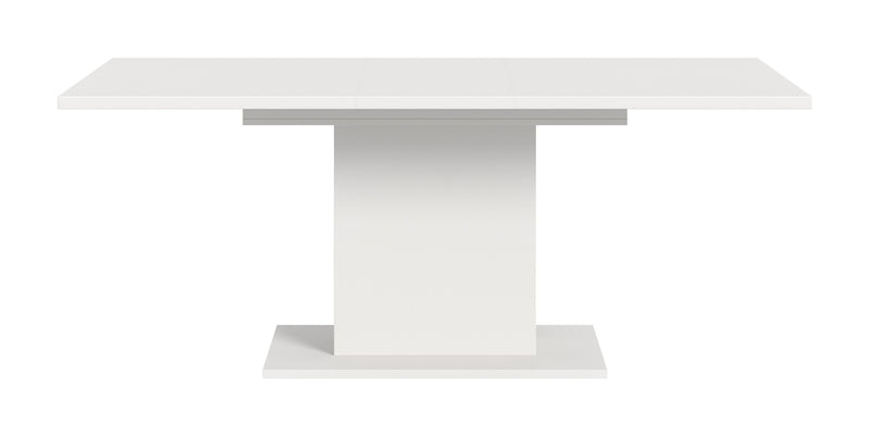 Esstisch ausziehbar Weiß, modernes Design, Säulen-Fußgestell
