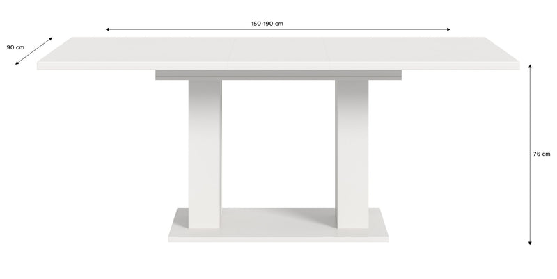 Esstisch ausziehbar Weiß Nachbildung 150-190cm Doppelsäulen-Fußgestell