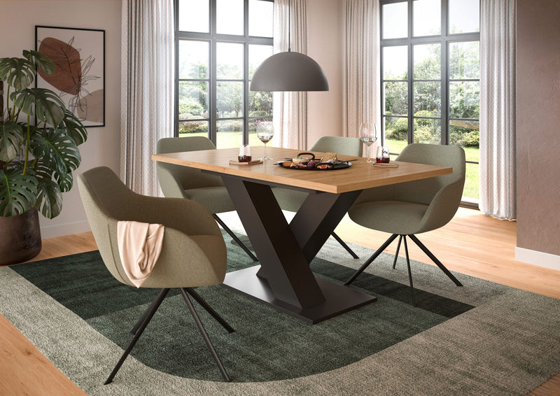 Esstisch ausziehbar Artisan Grau X-Fußgestell 150-190x76x90 cm