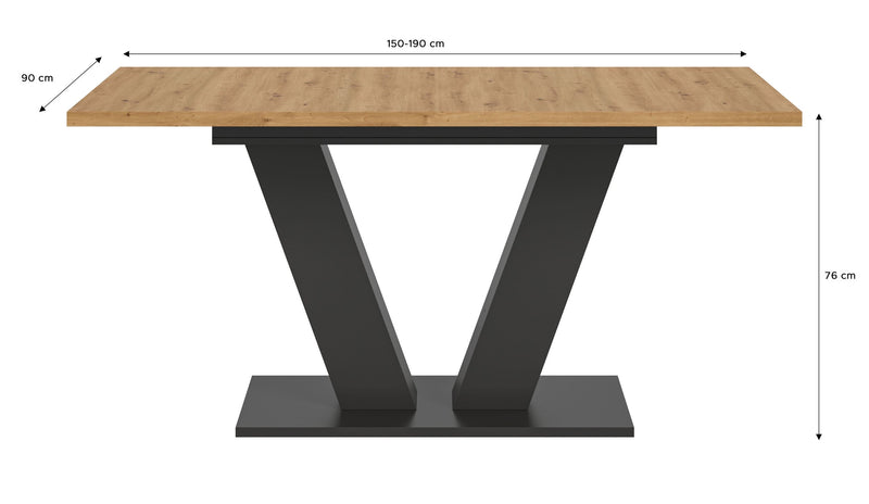 Ausziehbarer Esstisch Artisan Grau V-Fußgestell 150-190 cm