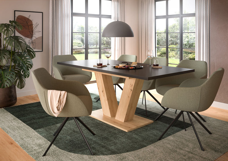 Esstisch ausziehbar Artisan Grau V-Fuß 150-190cm FSC-zertifiziert