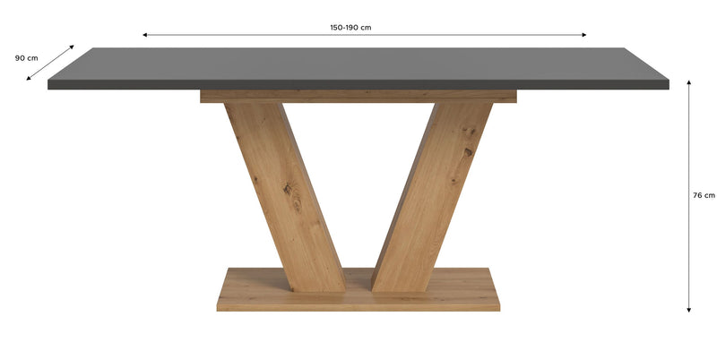 Esstisch ausziehbar Artisan Grau V-Fuß 150-190cm FSC-zertifiziert