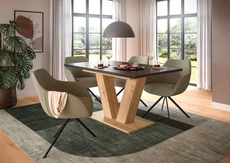 Esstisch ausziehbar Artisan Grau V-Fuß 150-190cm FSC-zertifiziert