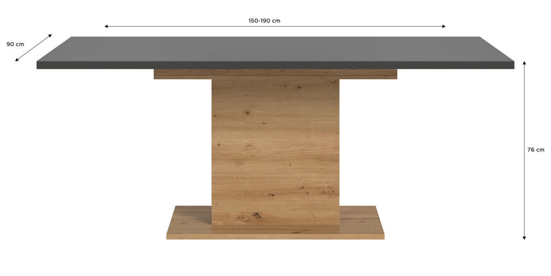 Esstisch ausziehbar Artisan Grau 150-190x76x90 cm modern elegant