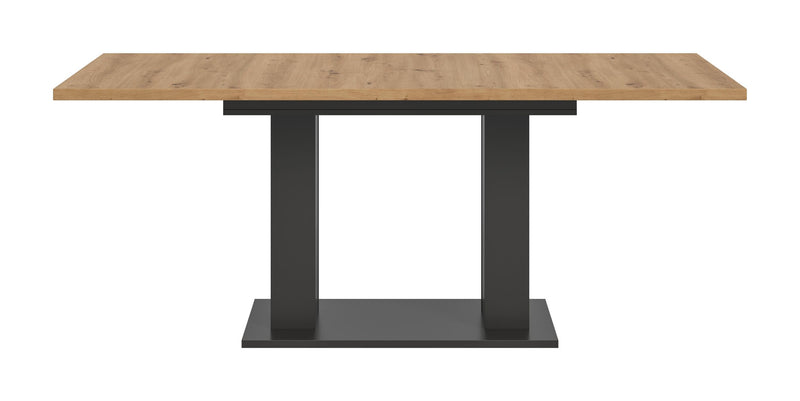 Esstisch ausziehbar Grau/Artisan, 150-190cm, Doppelsäulen-Fußgestell