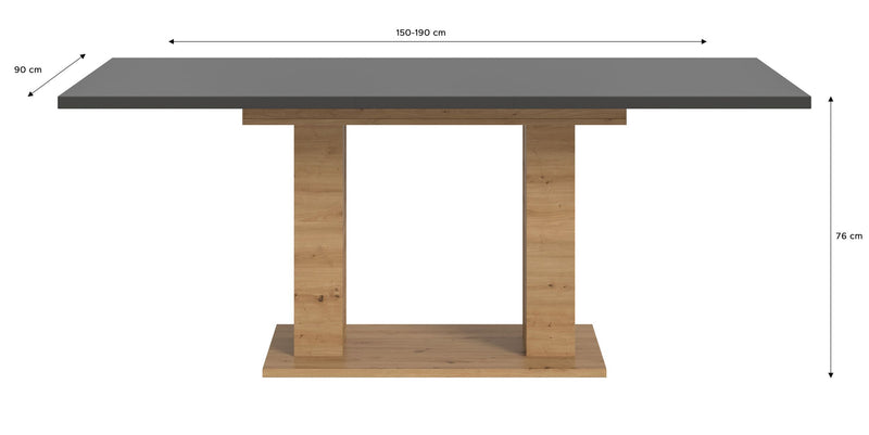 Esstisch ausziehbar Artisan Grau 150-190cm modern stabil elegant