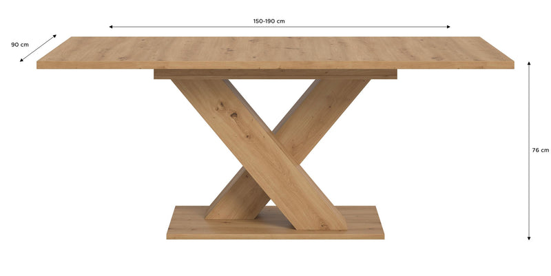 Esstisch ausziehbar Artisan Nachbildung X-Fußgestell 150-190 cm