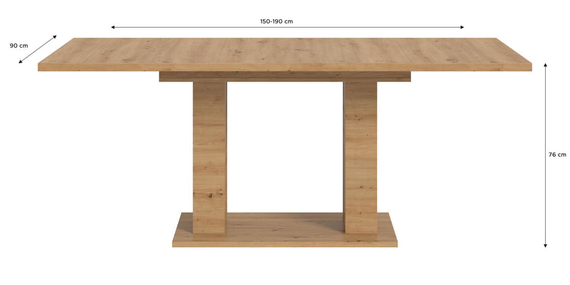Esstisch ausziehbar Artisan Oak 150-190x76x90 cm Doppelsäulenfuß