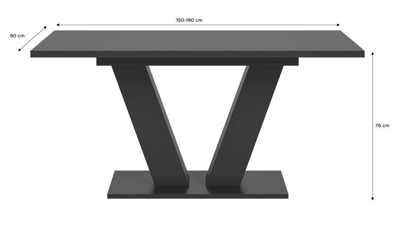 Esstisch Motion ausziehbar Grau Nachbildung V-Fußgestell 150-190cm