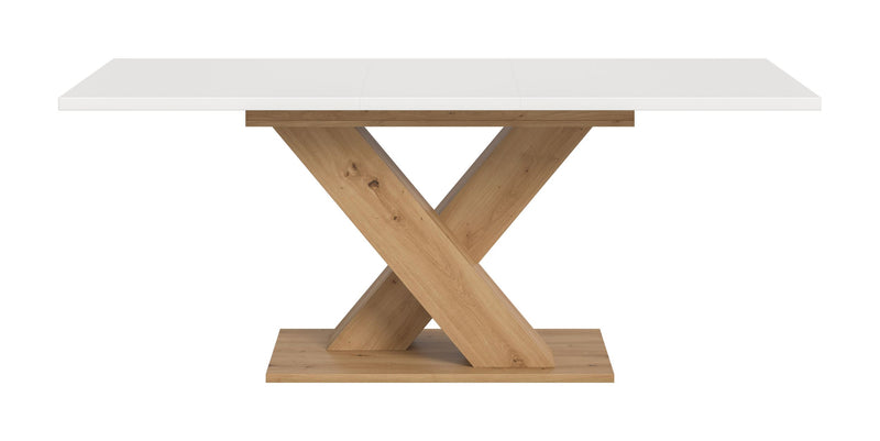 Esstisch ausziehbar Artisan/Weiß, X-Fußgestell, 150-190 cm
