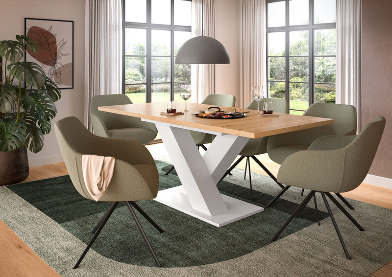 Esstisch ausziehbar Artisan Weiß X-Fußgestell 150-190cm