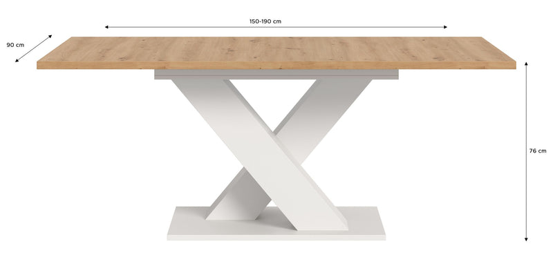 Esstisch ausziehbar Artisan Weiß X-Fußgestell 150-190cm