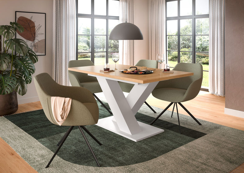 Esstisch ausziehbar Artisan Weiß X-Fußgestell 150-190cm