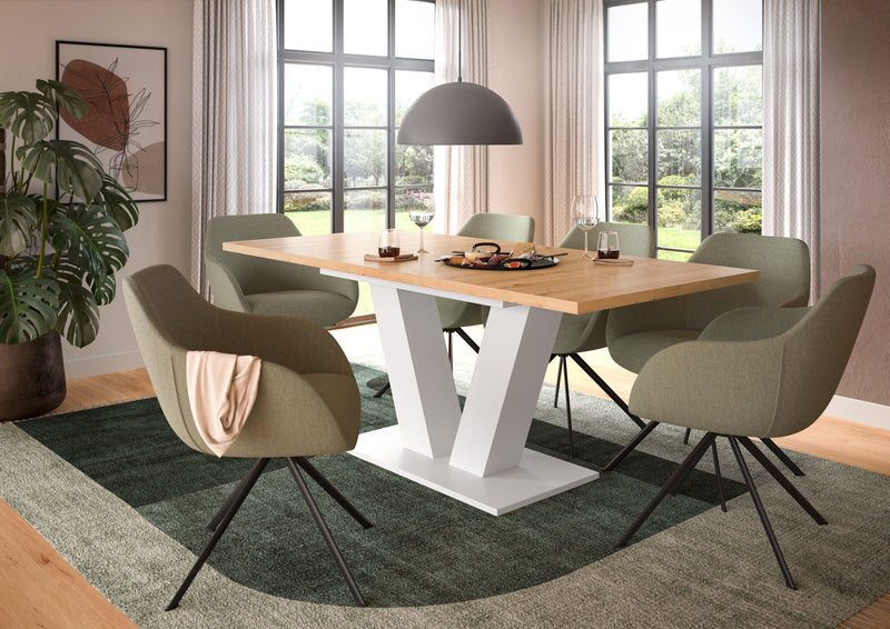 Esstisch ausziehbar Artisan/Weiß 150-190x76x90 cm V-Fußgestell