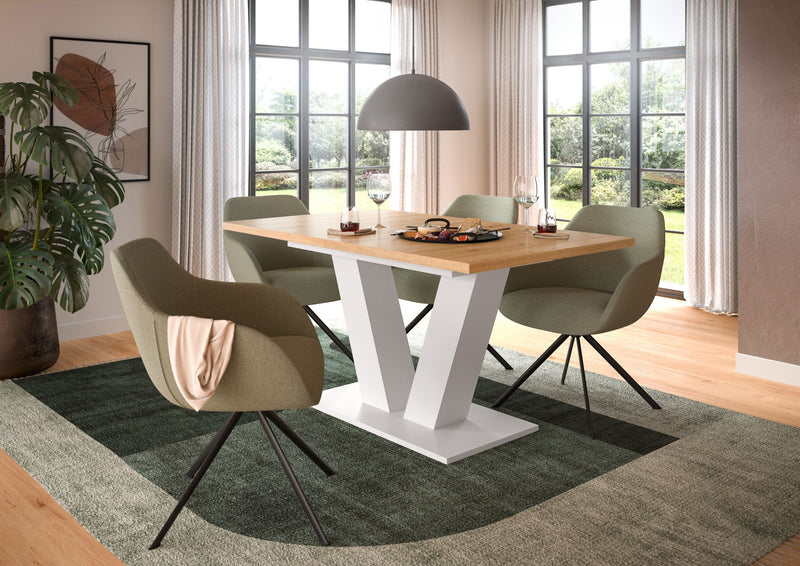 Esstisch ausziehbar Artisan/Weiß 150-190x76x90 cm V-Fußgestell