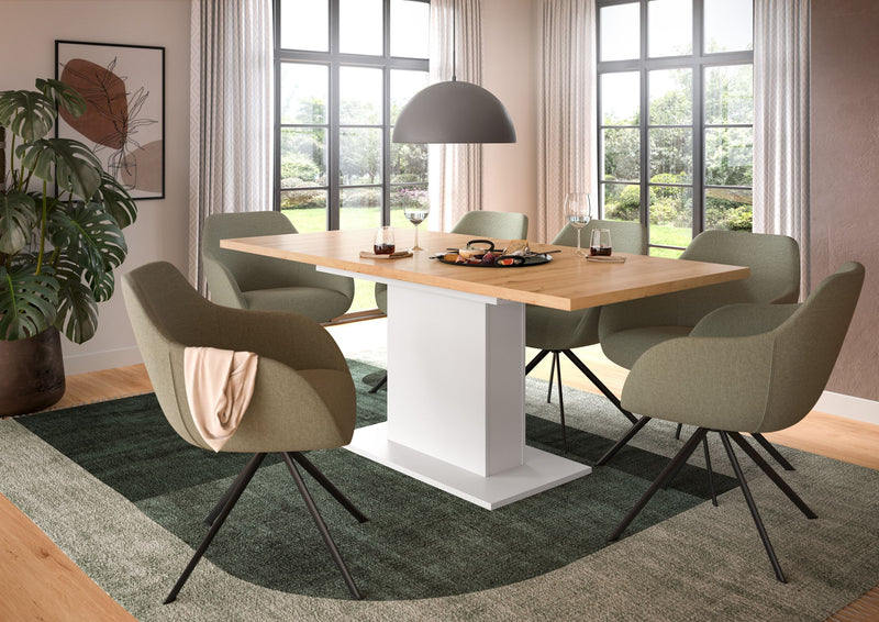 Esstisch ausziehbar Artisan/Weiß, modernes Design, 150-190 cm