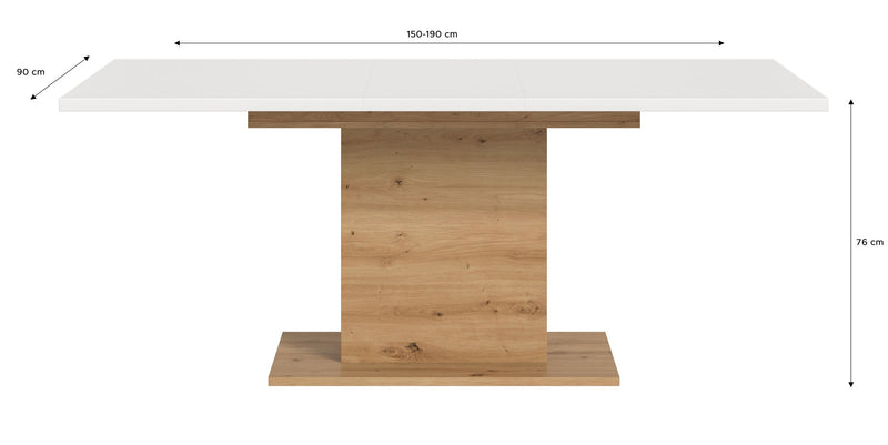Esstisch ausziehbar Artisan Weiß 150-190cm modern elegant FSC-zertifiziert