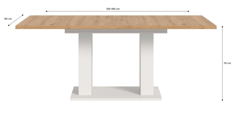 Esstisch ausziehbar Weiß Artisan 150-190x76x90 cm Doppelsäulenfuß