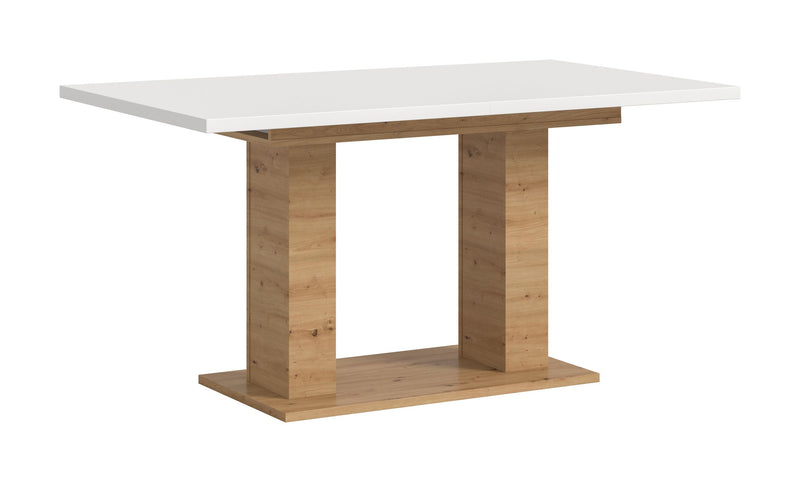 Esstisch ausziehbar Artisan/Weiß, 150-190 cm, Doppelsäulen-Fußgestell