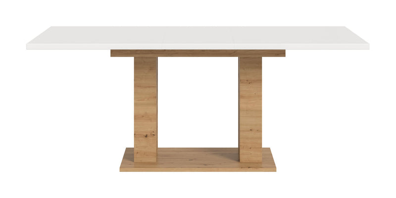 Esstisch ausziehbar Artisan/Weiß, 150-190 cm, Doppelsäulen-Fußgestell