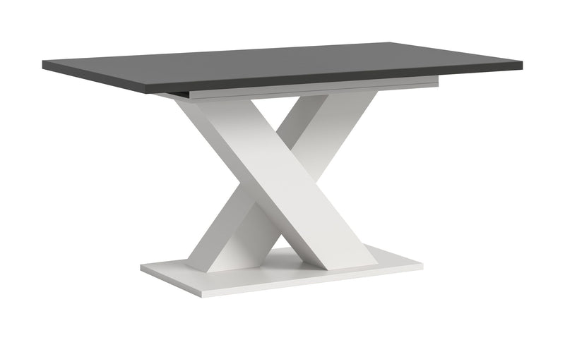Esstisch Motion ausziehbar, Weiß/Grau, 150-190 cm, X-Fußgestell