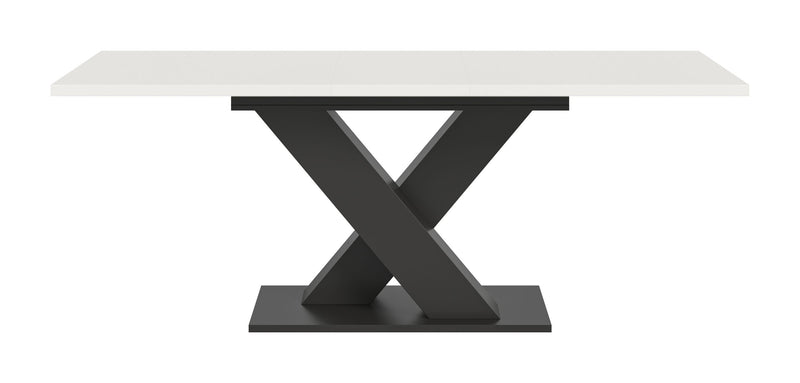 Esstisch Motion ausziehbar, Weiß/Grau, 150-190x76x90 cm, X-Fußgestell