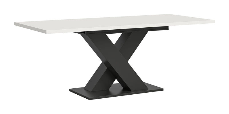 Esstisch Motion ausziehbar, Weiß/Grau, 150-190x76x90 cm, X-Fußgestell