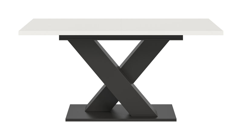 Esstisch Motion ausziehbar, Weiß/Grau, 150-190x76x90 cm, X-Fußgestell