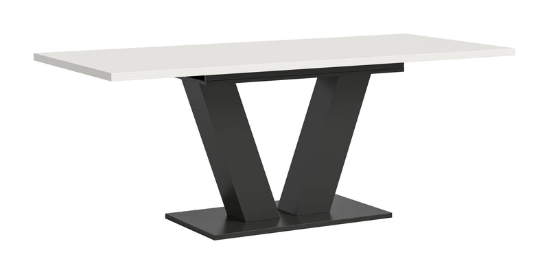 Esstisch ausziehbar Weiß Grau V-Fußgestell 150-190cm modern