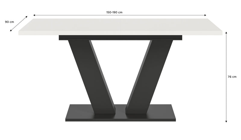 Esstisch ausziehbar Weiß Grau V-Fußgestell 150-190cm modern