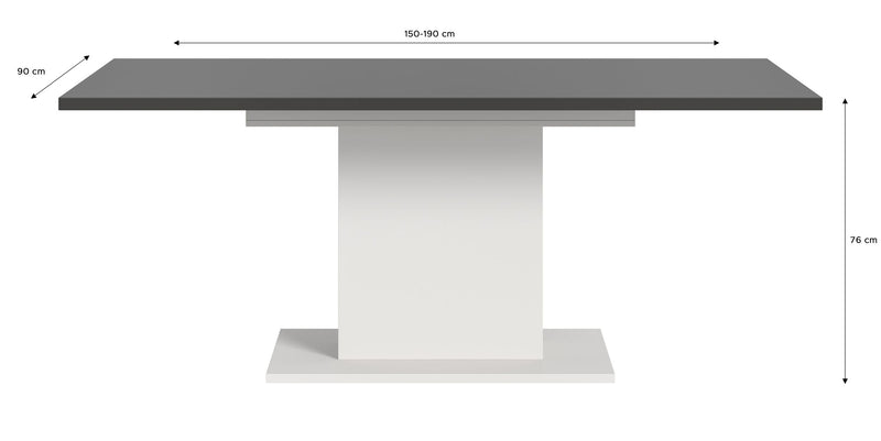 Esstisch Motion ausziehbar, Weiß/Grau, V-Fuß, 150-190 cm
