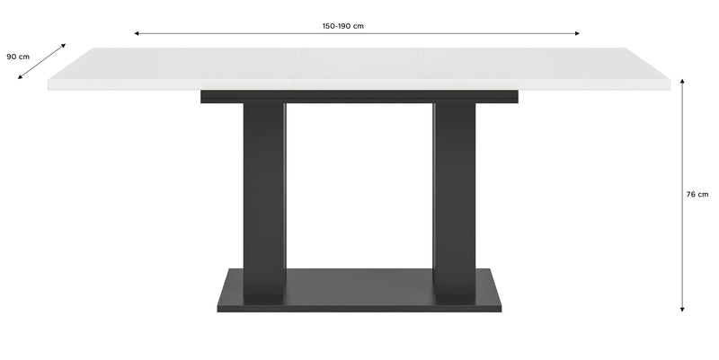 Esstisch Motion ausziehbar, Weiß/Grau, 150-190 cm, modernes Design