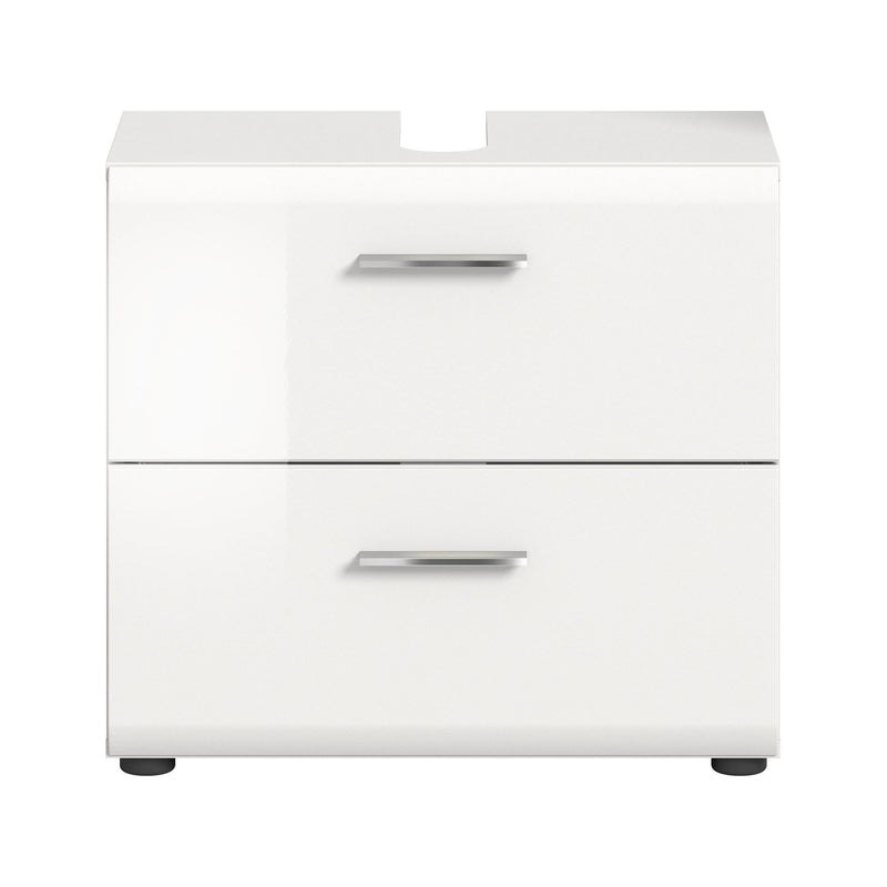 Waschbeckenunterschrank Weiß Hochglanz, 60x54x32 cm, MDF, Schranktüren