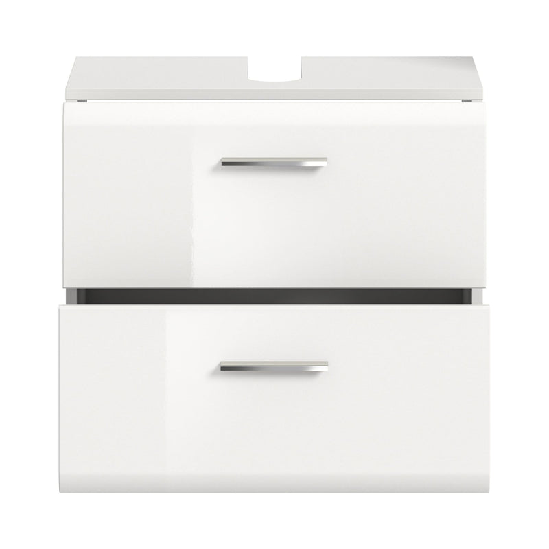 Waschbeckenunterschrank Weiß Hochglanz, 60x54x32 cm, MDF, Schranktüren