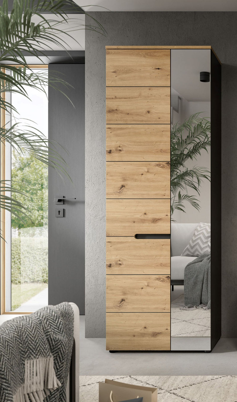 Garderobenschrank Canu, Basaltgrau/Artisan, 65x190x37 cm, FSC-zertifiziert