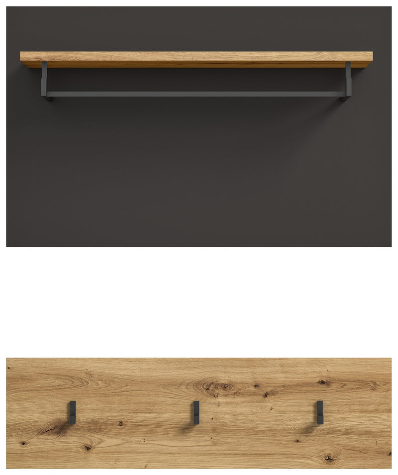 Garderobenpaneel Canu Spanplatte Basaltgrau 80x73x27 cm