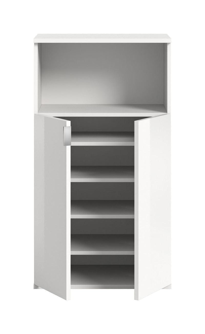 Schuhkommode Weiß Hochglanz, 60x110x37 cm, Platz für 12 Paar Schuhe