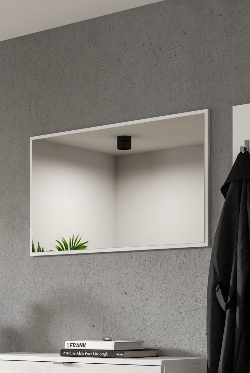 Spiegel Weiß Hochglanz 92x52x2 cm, moderner Stil, FSC-zertifiziert