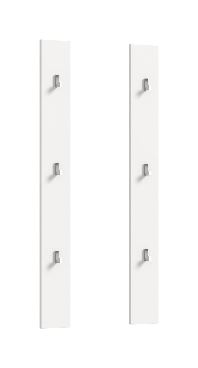 Paneel 2er Set Weiß Hochglanz, 6 Haken, 13x115x3 cm, FSC-zertifiziert