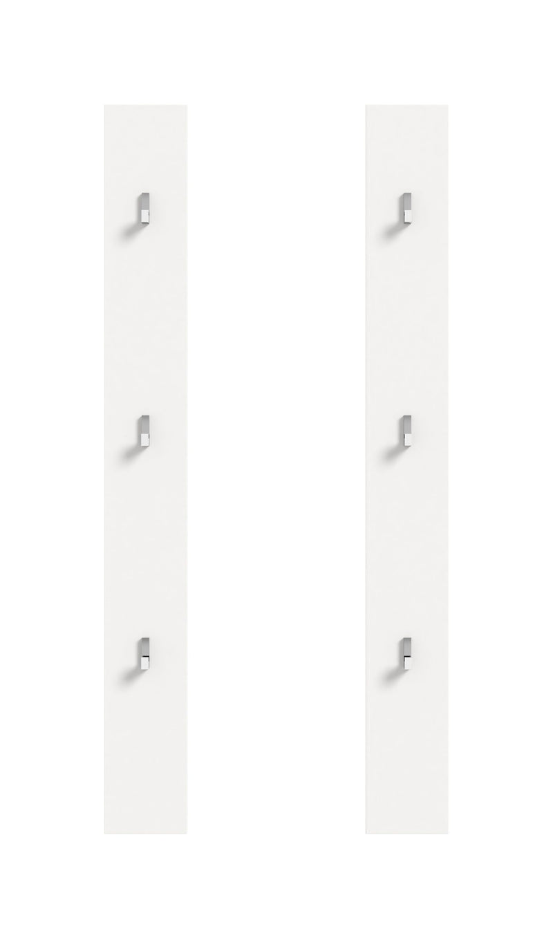 Paneel 2er Set Weiß Hochglanz, 6 Haken, 13x115x3 cm, FSC-zertifiziert