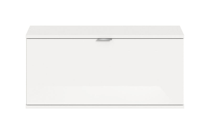 Sitzbank Weiß Hochglanz, 92x42x37 cm, mit Stauraum, modernes Design