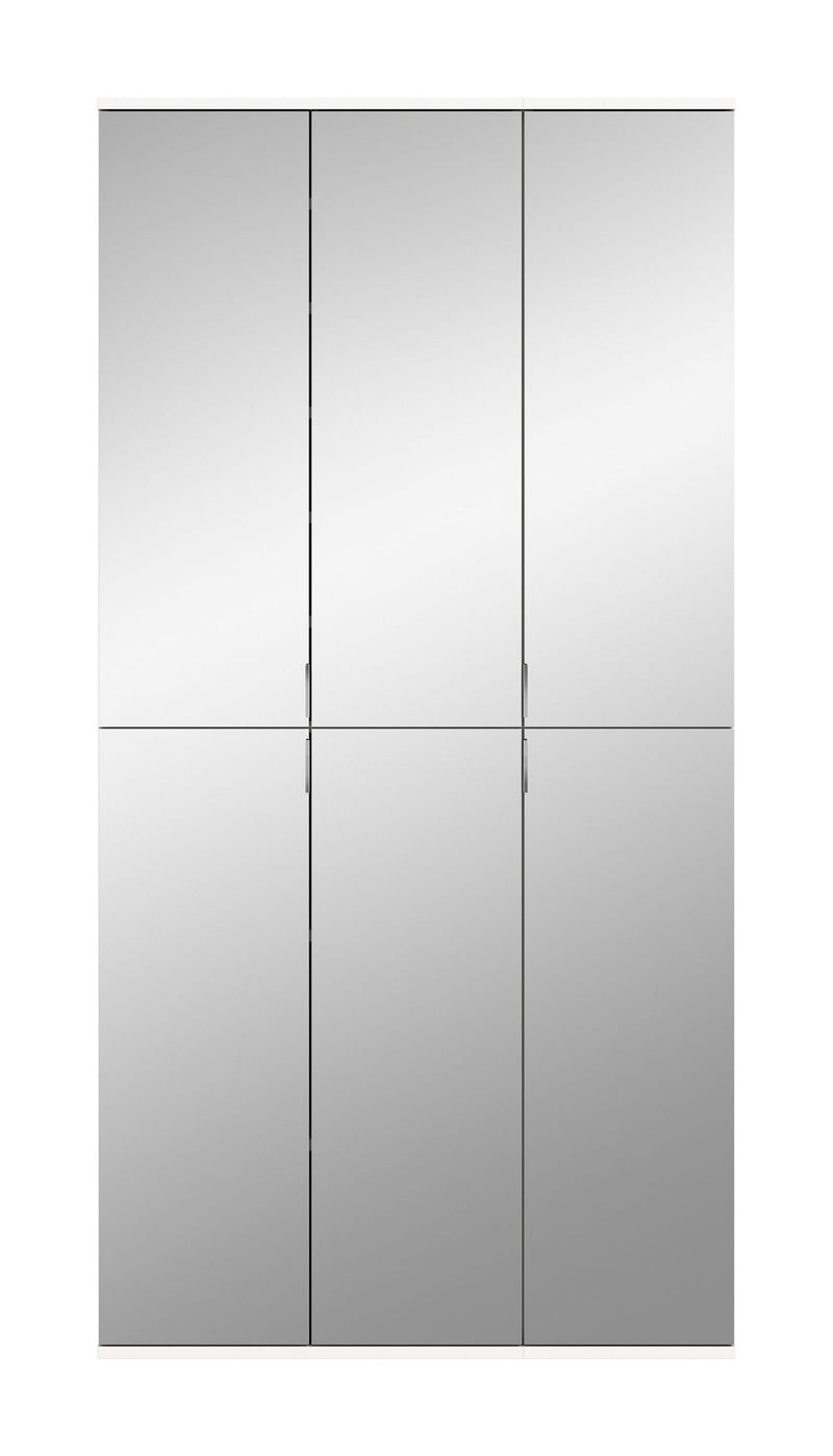 Garderobenschrank Weiß-Nachbildung Spiegelglas 91x193x34 cm