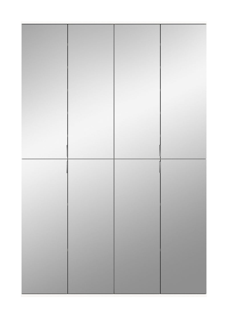 Garderobenschrank Weiß-Nachbildung Spiegelglas 122x193x34 cm