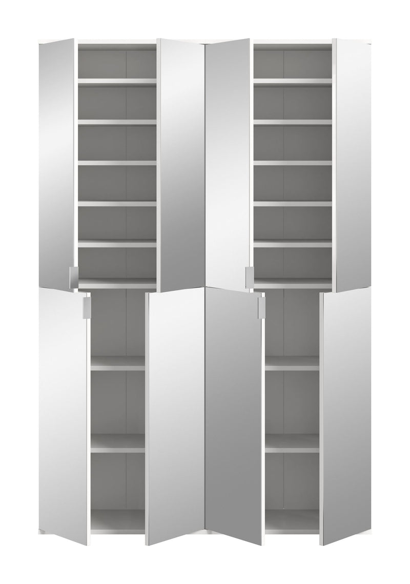 Garderobenschrank Weiß-Nachbildung Spiegelglas 122x193x34 cm