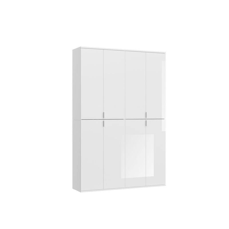 Garderobenschrank Weiß-Hochglanz, Spanplatte, 122x193x34 cm