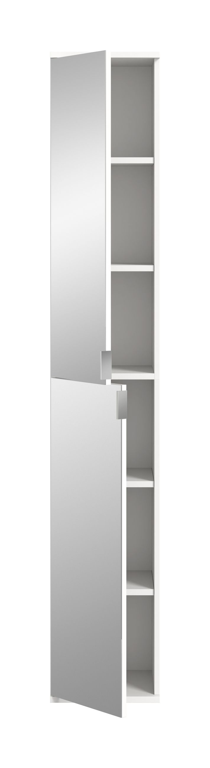 Garderobenschrank Weiß-Hochglanz mit Spiegelschrank, 60x193x34 cm