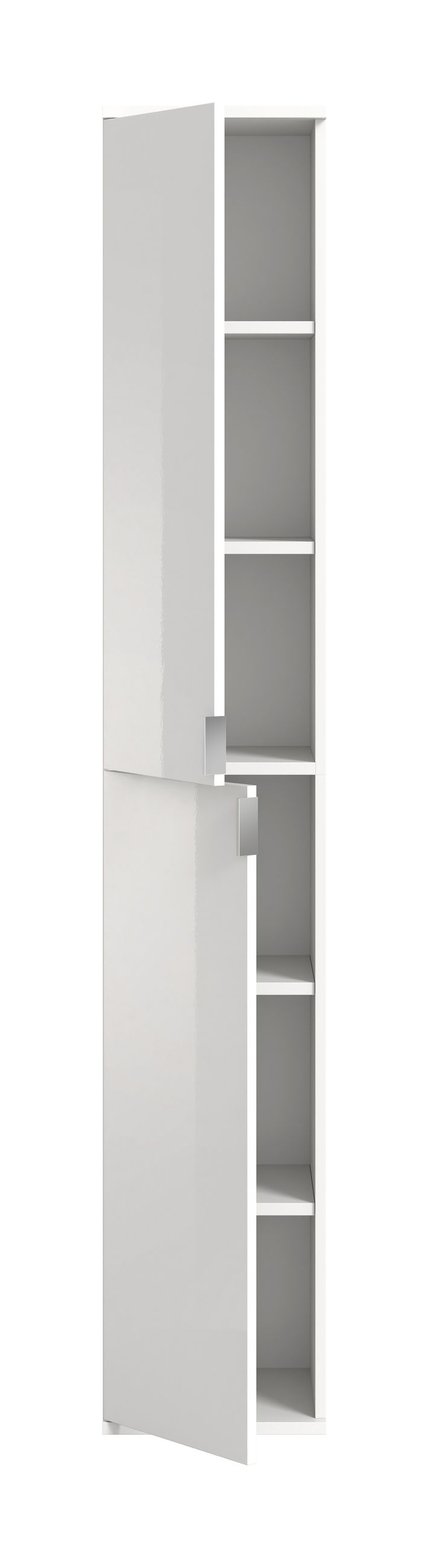 Garderobenschrank Weiß-Hochglanz, 121x193x34 cm, Kleiderstange, Regale